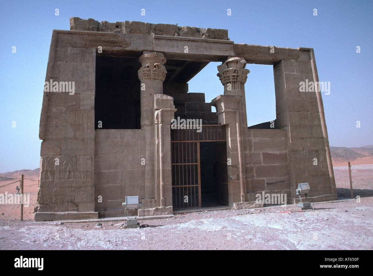 The temple of Dakka at New Sebua in Egypt.  . Dakka temple, New Sebua, Upper Egypt, Egypt. This temple was moved to saved it from the rising waters of Lake Nassar in the 1960s. Stock Photo