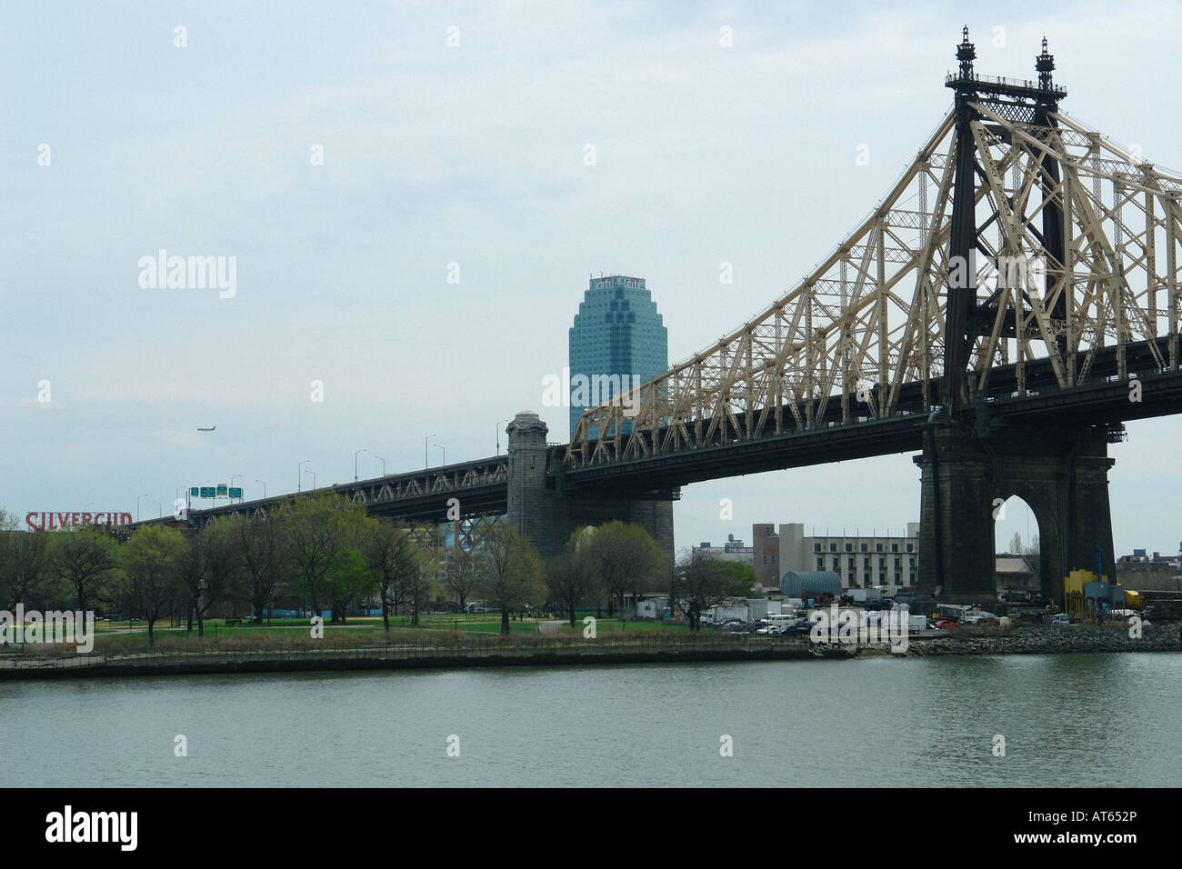 CitiBank Building and Queensboro Queensborough Bridge in Queens New York City USA Stock Photo