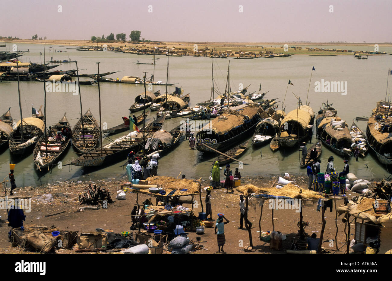 Pinasse boats at Mopti, Mali Stock Photo