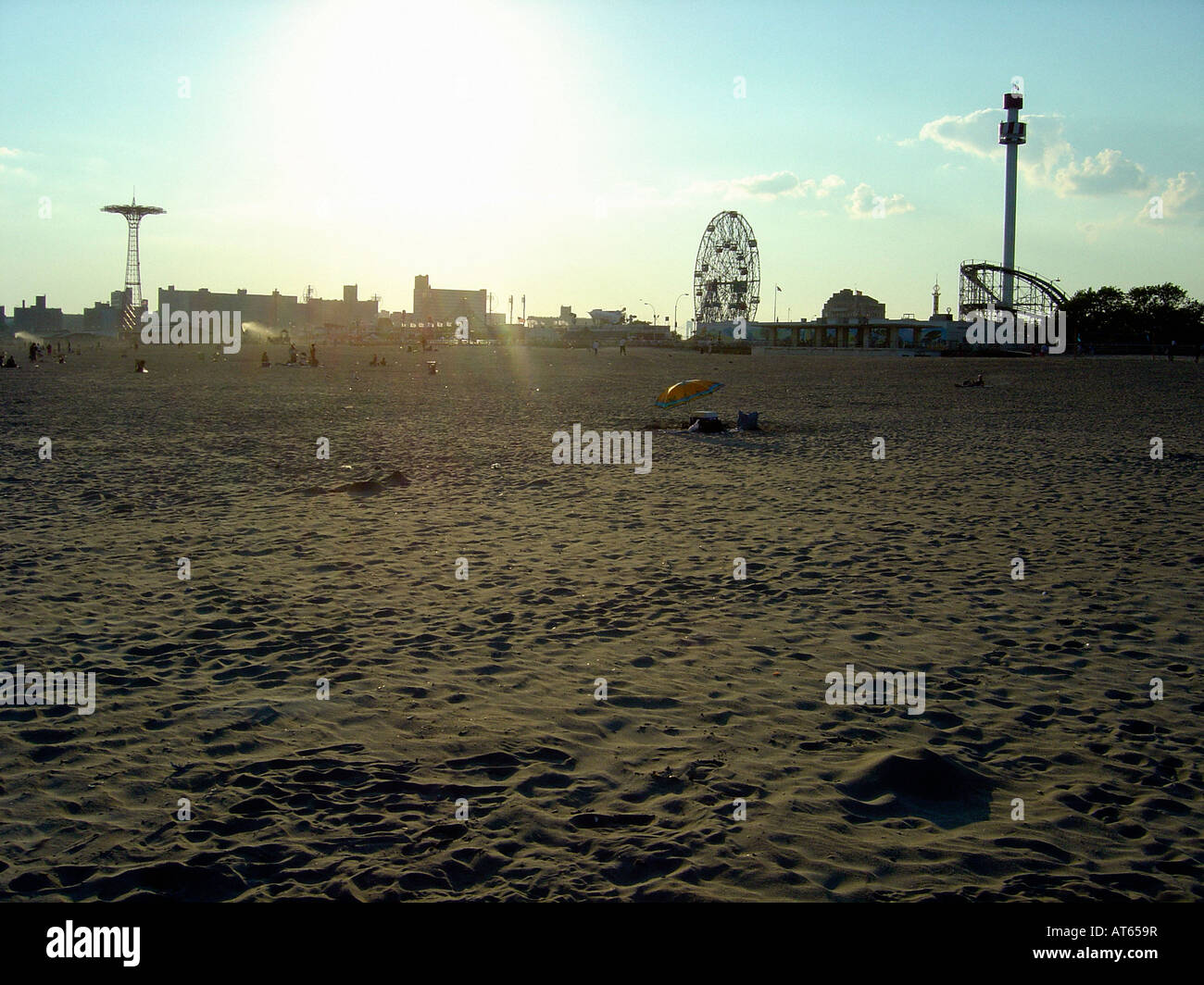 Summer Scene Silhouette of the Rides at Sunset at Coney Island ...
