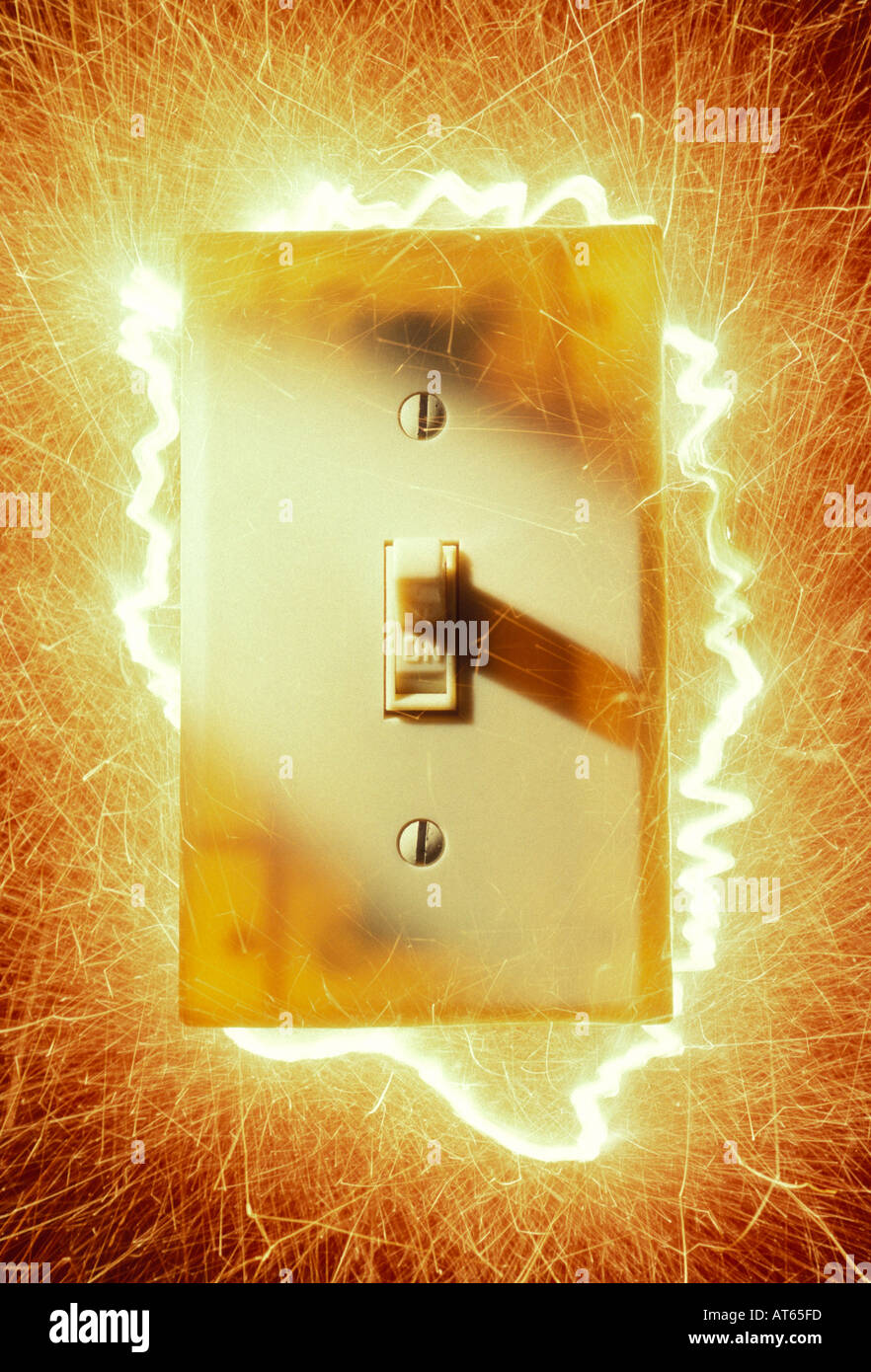 Light switch with sparks Stock Photo Alamy