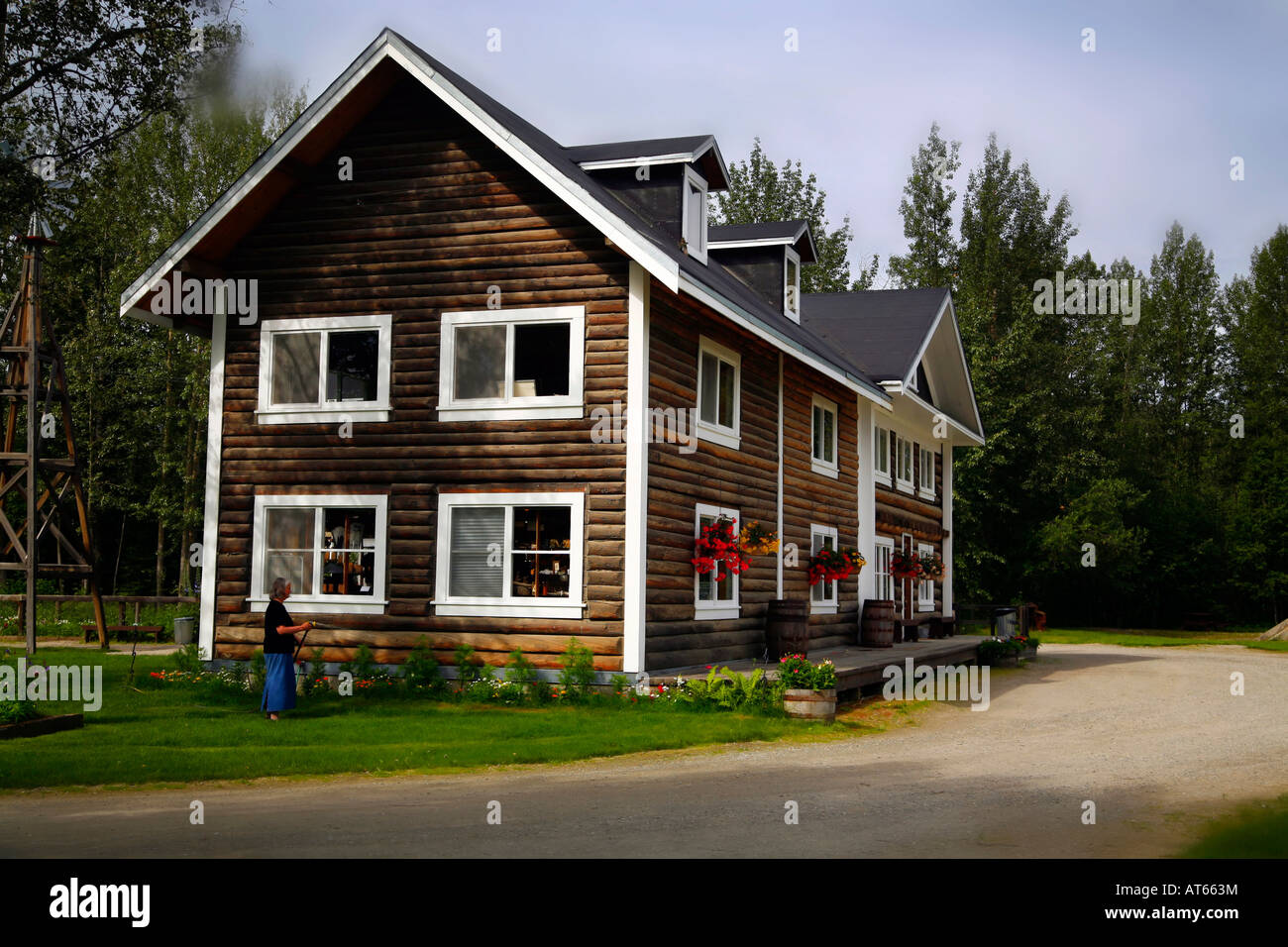 Rika's Homestead Roadhouse at the Delta River Junction Alaska USA. Stock Photo