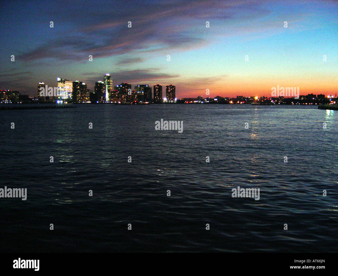 Sunset Scene of Northern New Jersey and The Hudson River as Viewed from the West Side of Manhattan New York City USA Copy Space Stock Photo