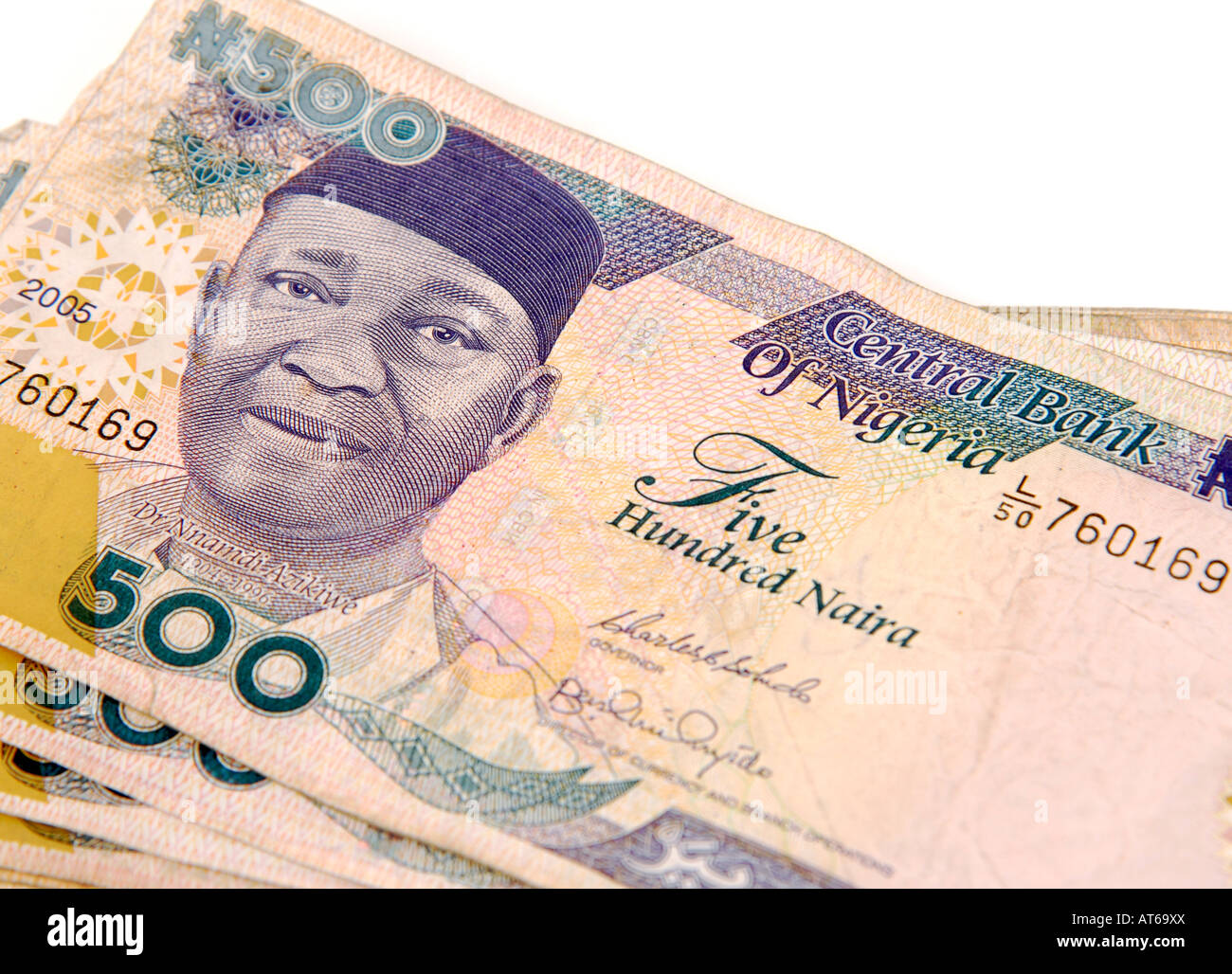 Nigerian Naira currency. 500 Naira banknotes. Stock Photo