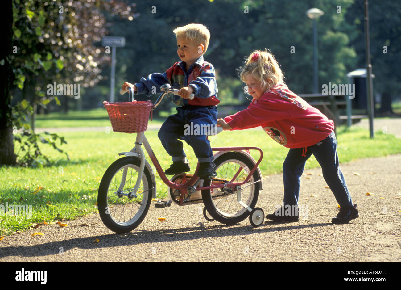 girl and boy bike