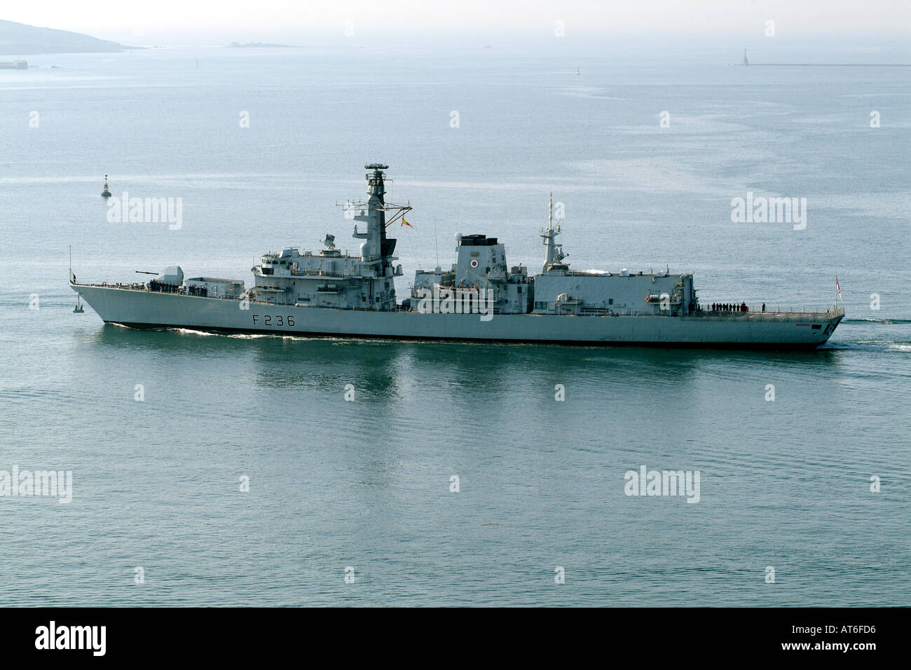 F236 Hms Montrose Royal Navy Frigate Leaves Plymouth Devon England Uk