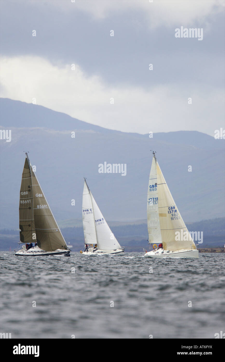 Three yachts racing in Scotland Stock Photo