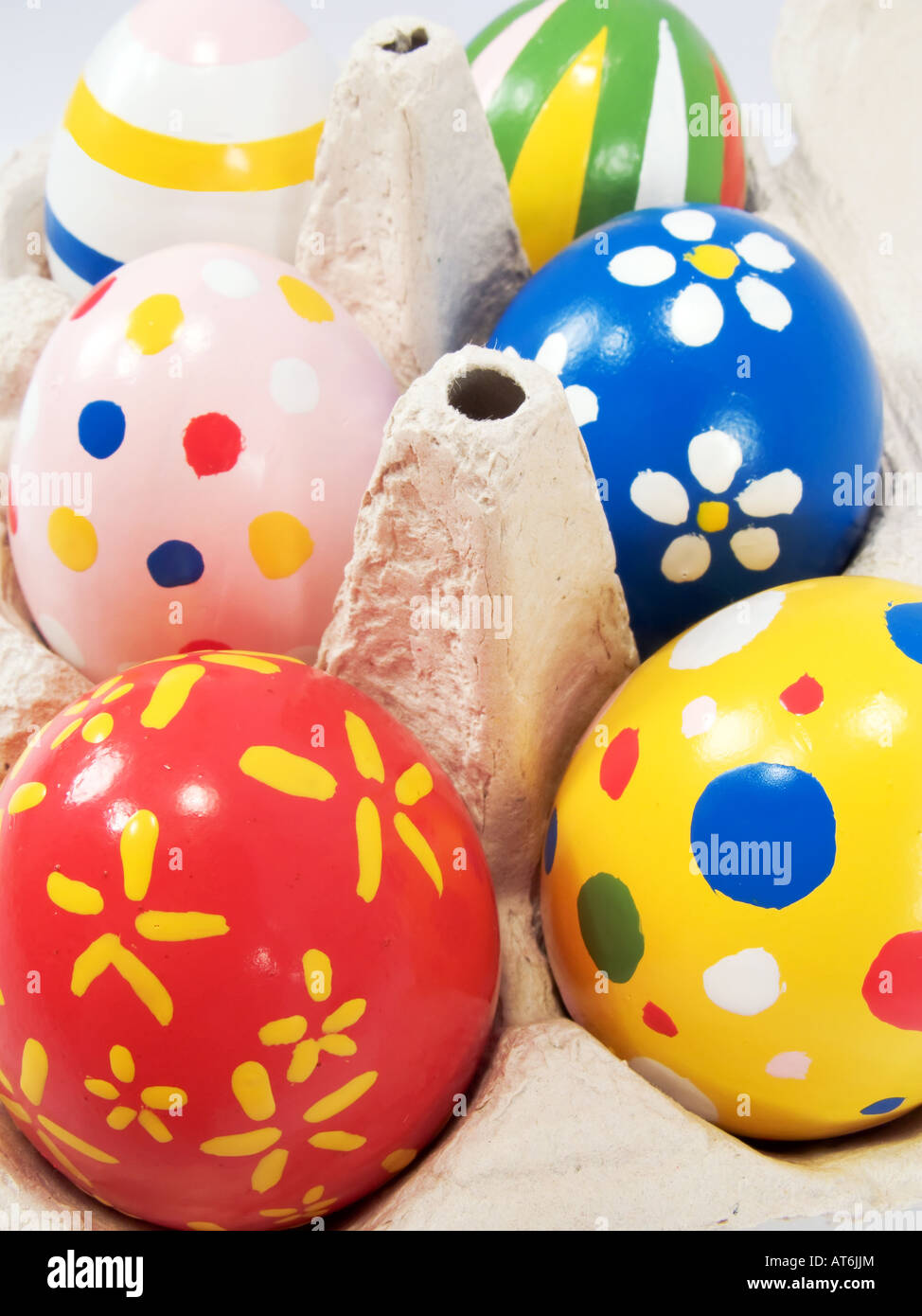 Real hand painted Easter eggs in egg box Stock Photo - Alamy