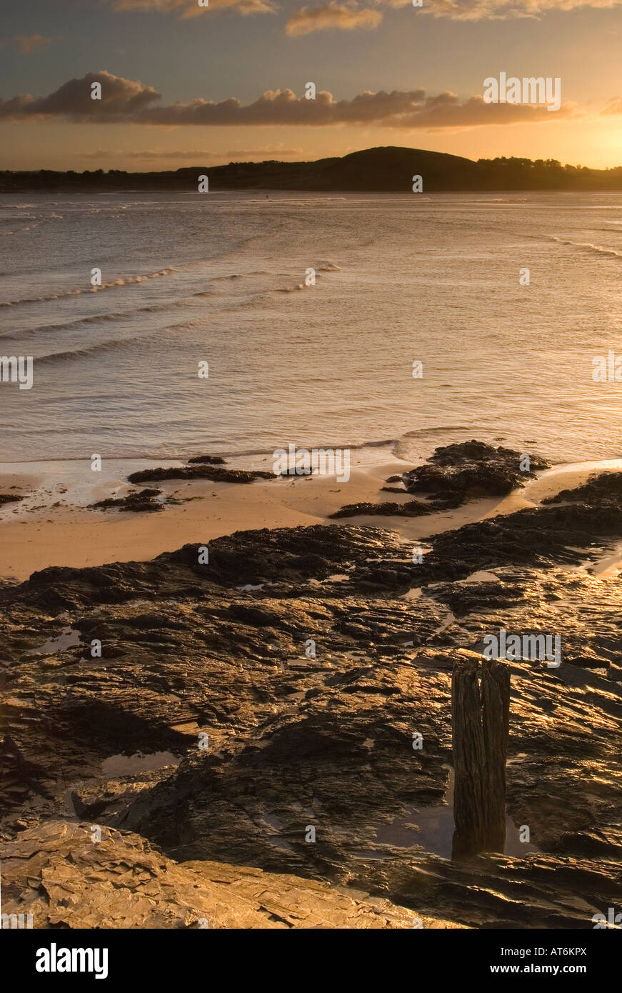 Sunrise over the Camel estuary at Hawkers Cove near Padstow North Cornwall Stock Photo