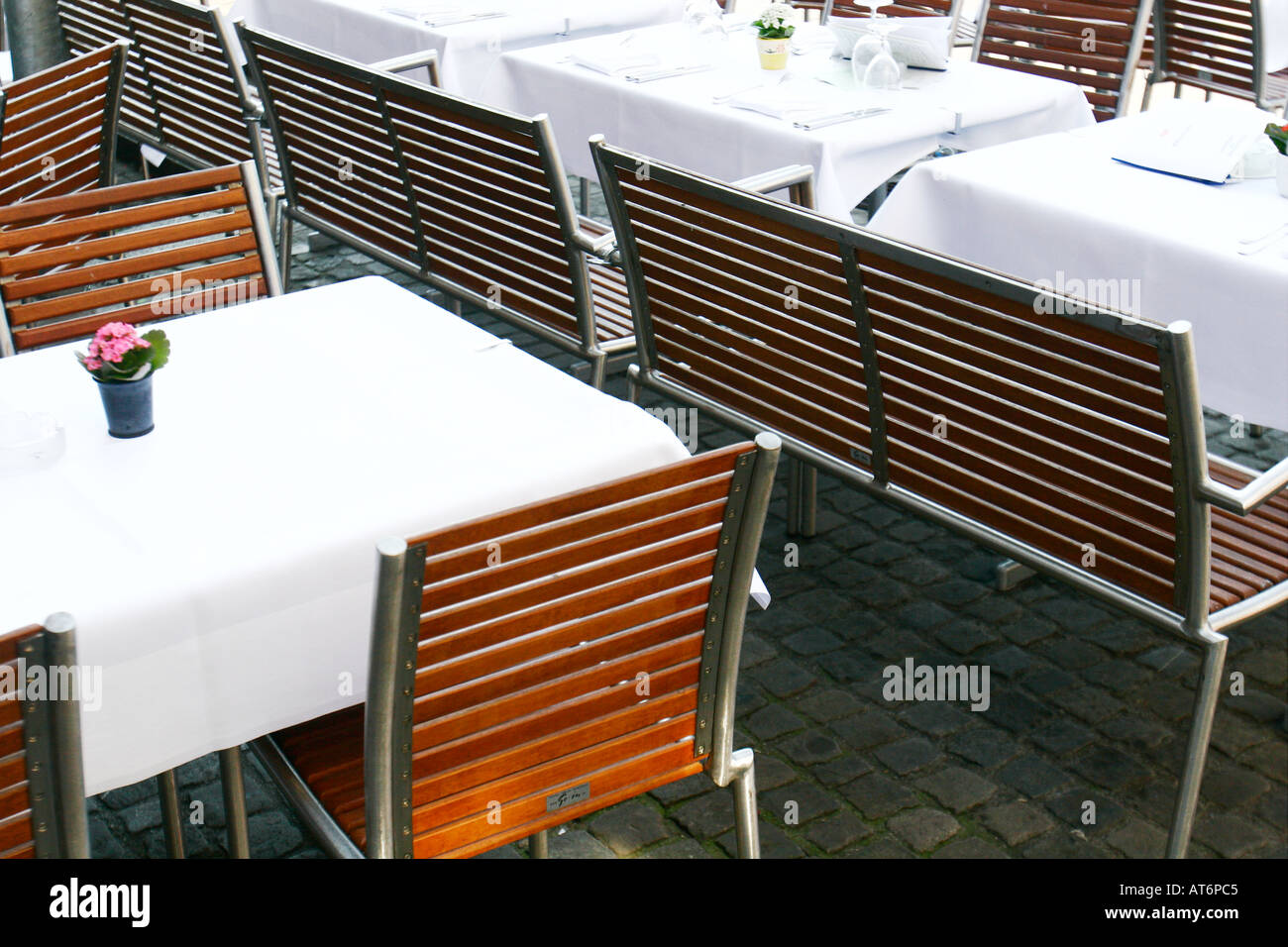 Tables set ready in hi-res stock photography and images - Alamy