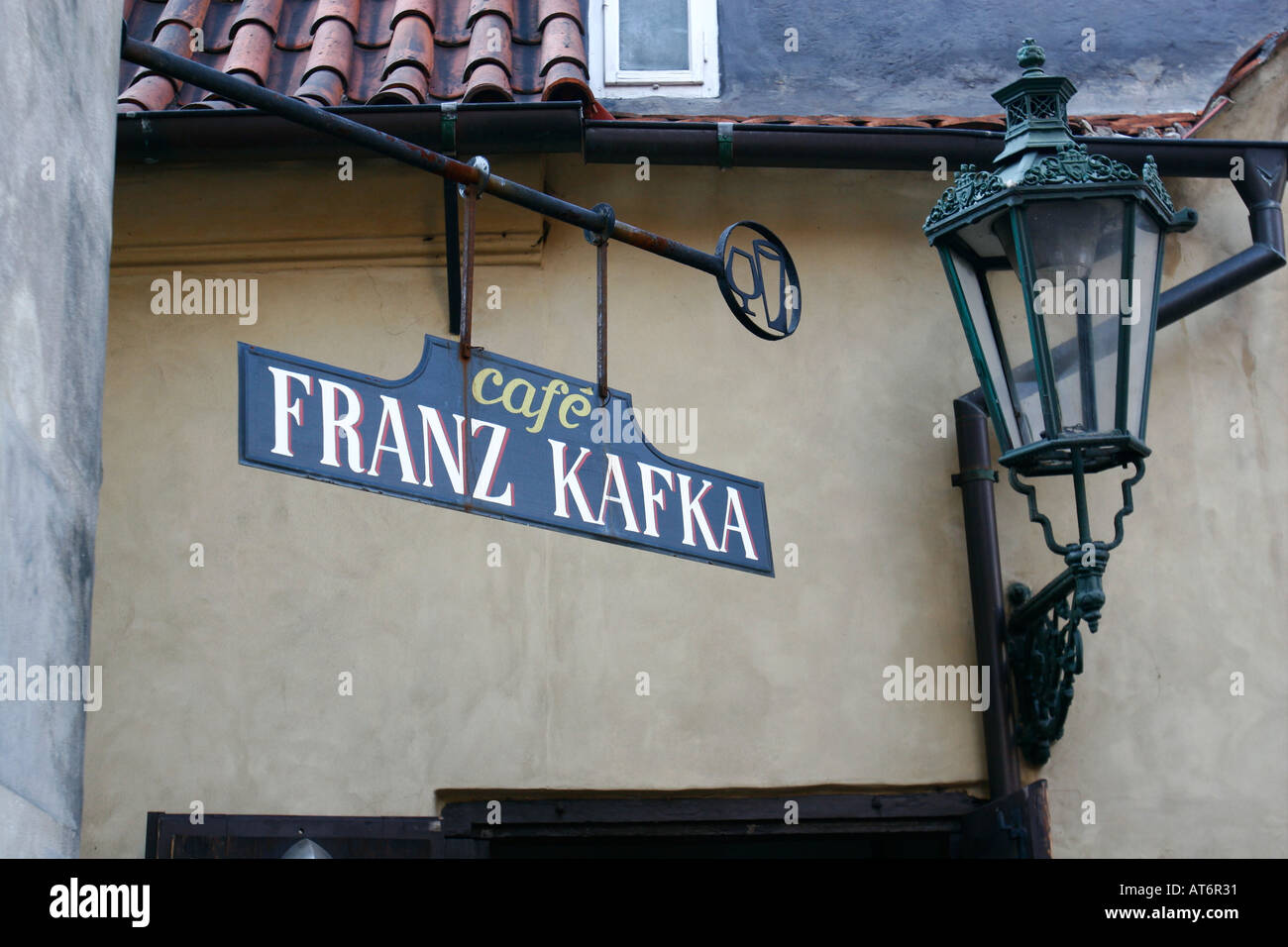 Franz Kafka Cafe sign in Prague Czech Republic Stock Photo