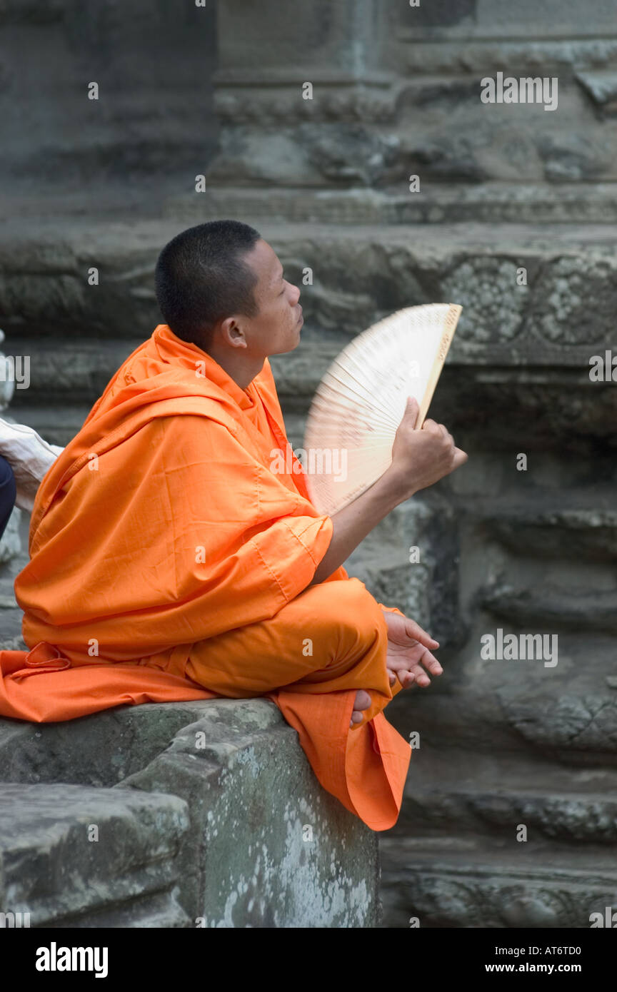 monks at Ankor Wat Temple Cambodia South East Asia Stock Photo