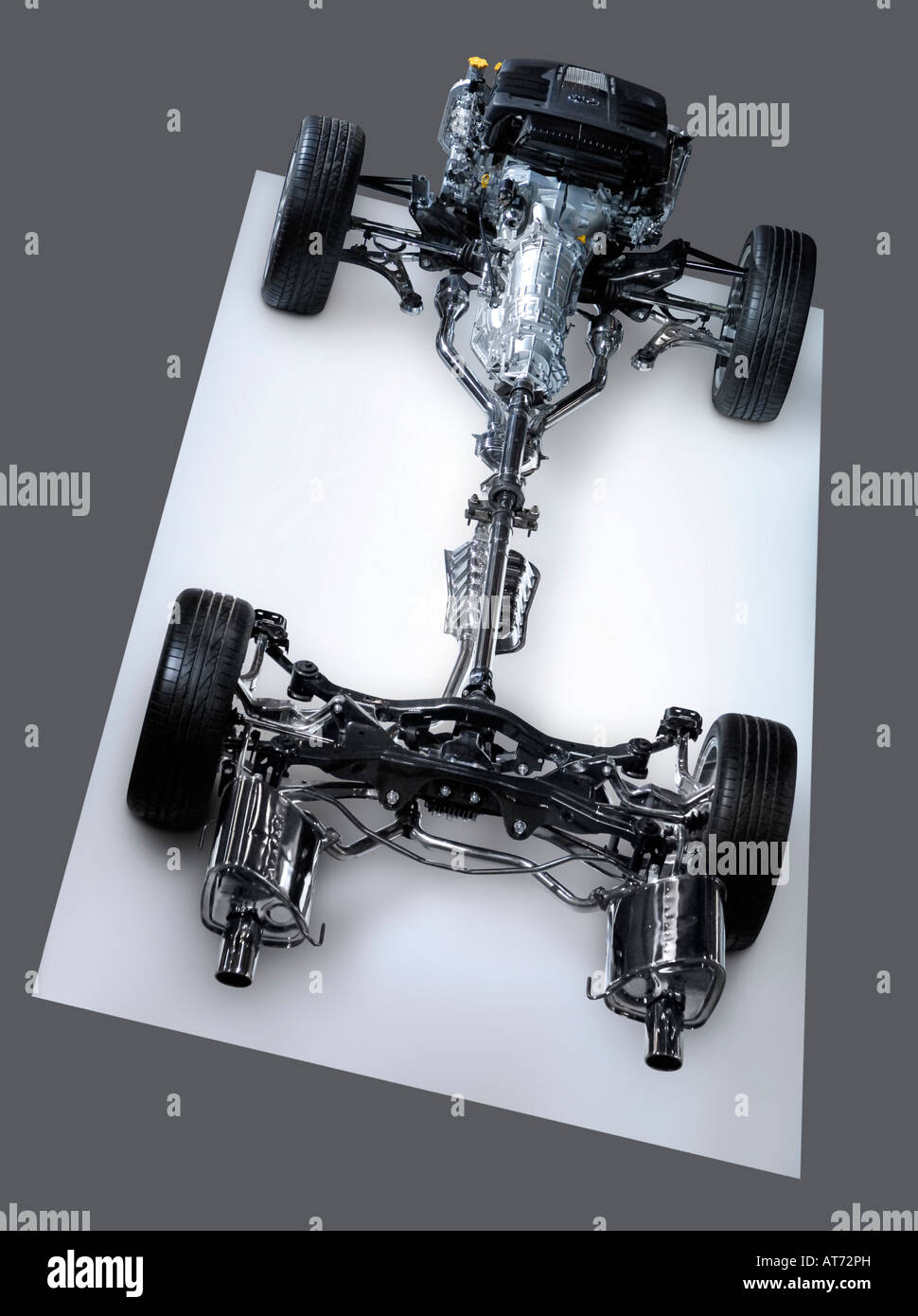 Subaru symmetrical AWD suspension system Stock Photo