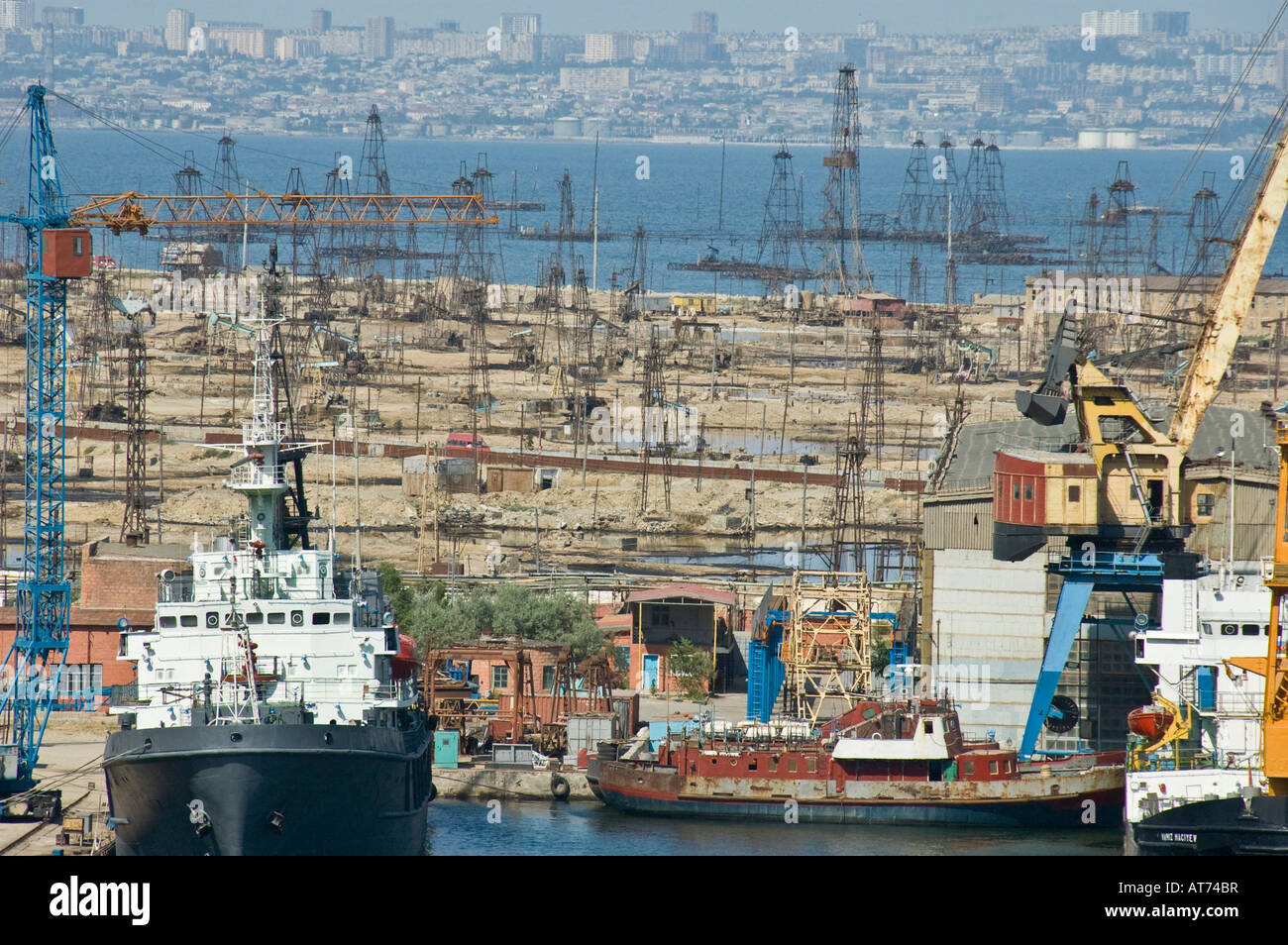 The oilfields in Baku, Azerbaijan Stock Photo