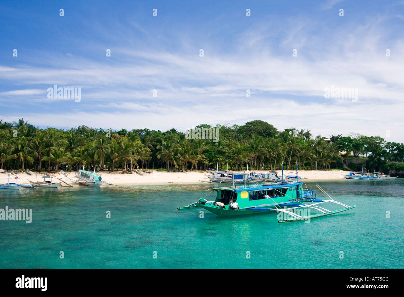 A motorized pumpboat anchored in Boracay Is Stock Photo Alamy