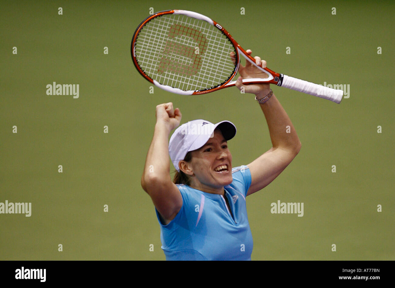 Belgium's Justine Henin Hardenne celebrates after winning the Sony Ericsson WTA Tour Championships Madrid 2006 Stock Photo