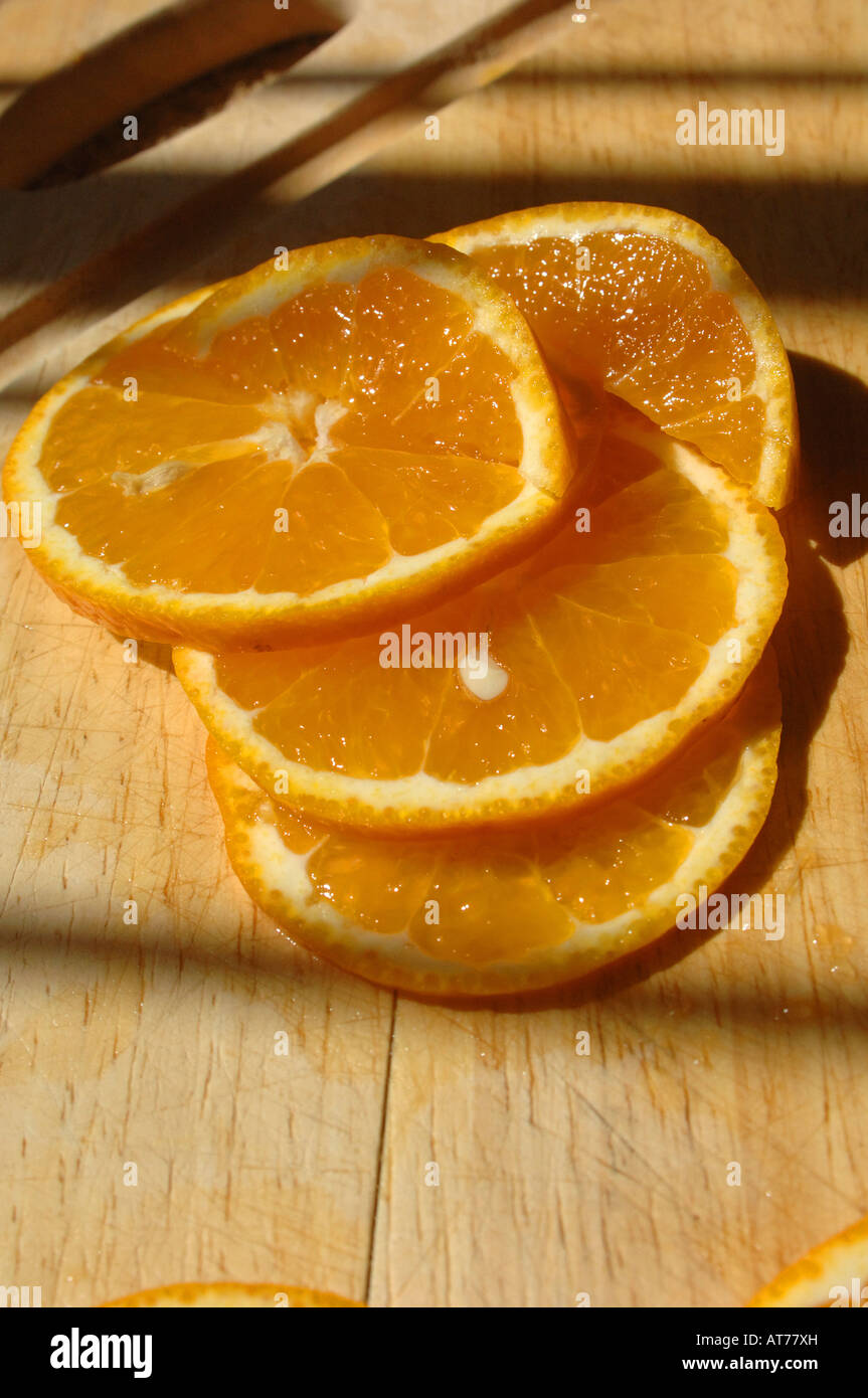 Oranges Fresh delicious oranges sliced in the morning sunlight for a