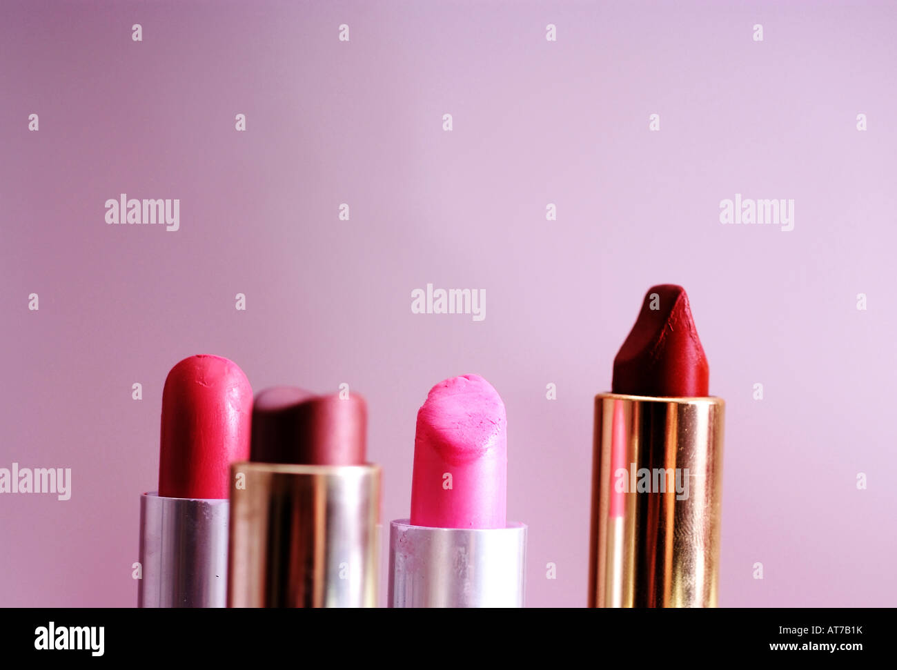 A picture of 4 lipsticks Stock Photo