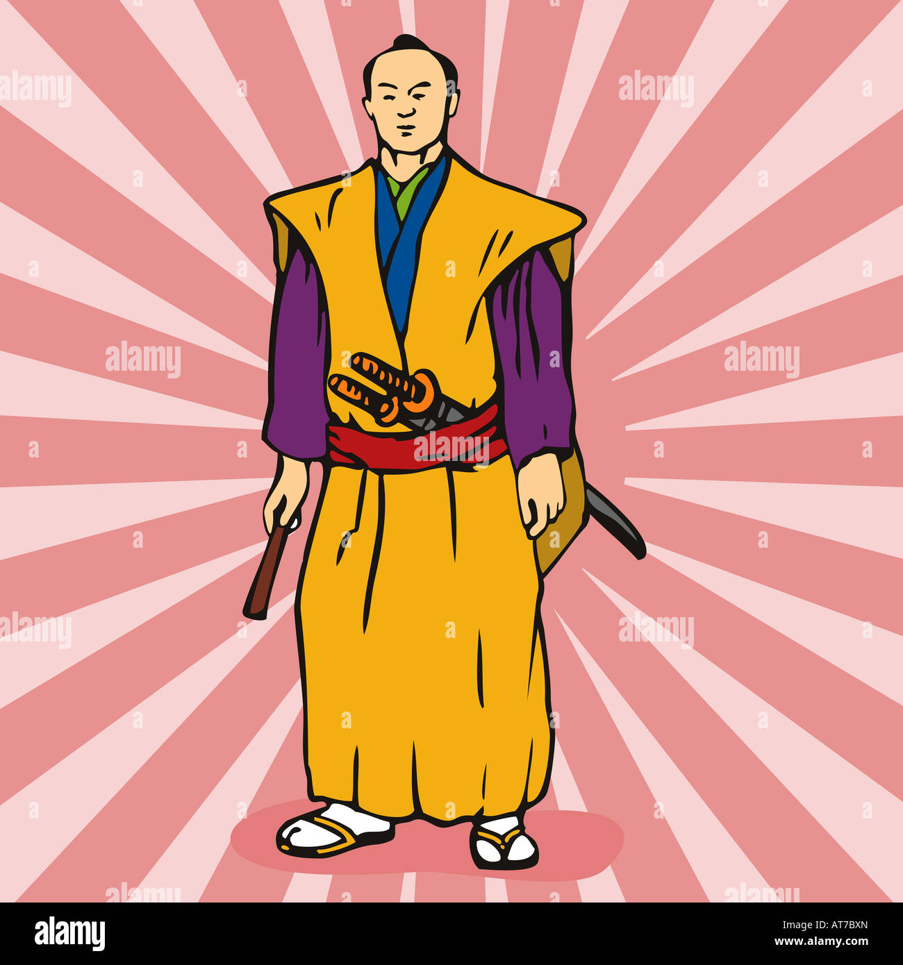Japanese samurai warrior illustration Stock Photo