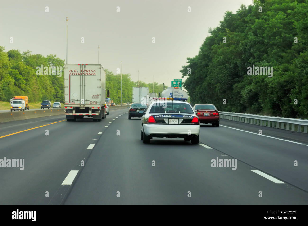 City police car traveling on an Interstate Highway Stock Photo Alamy