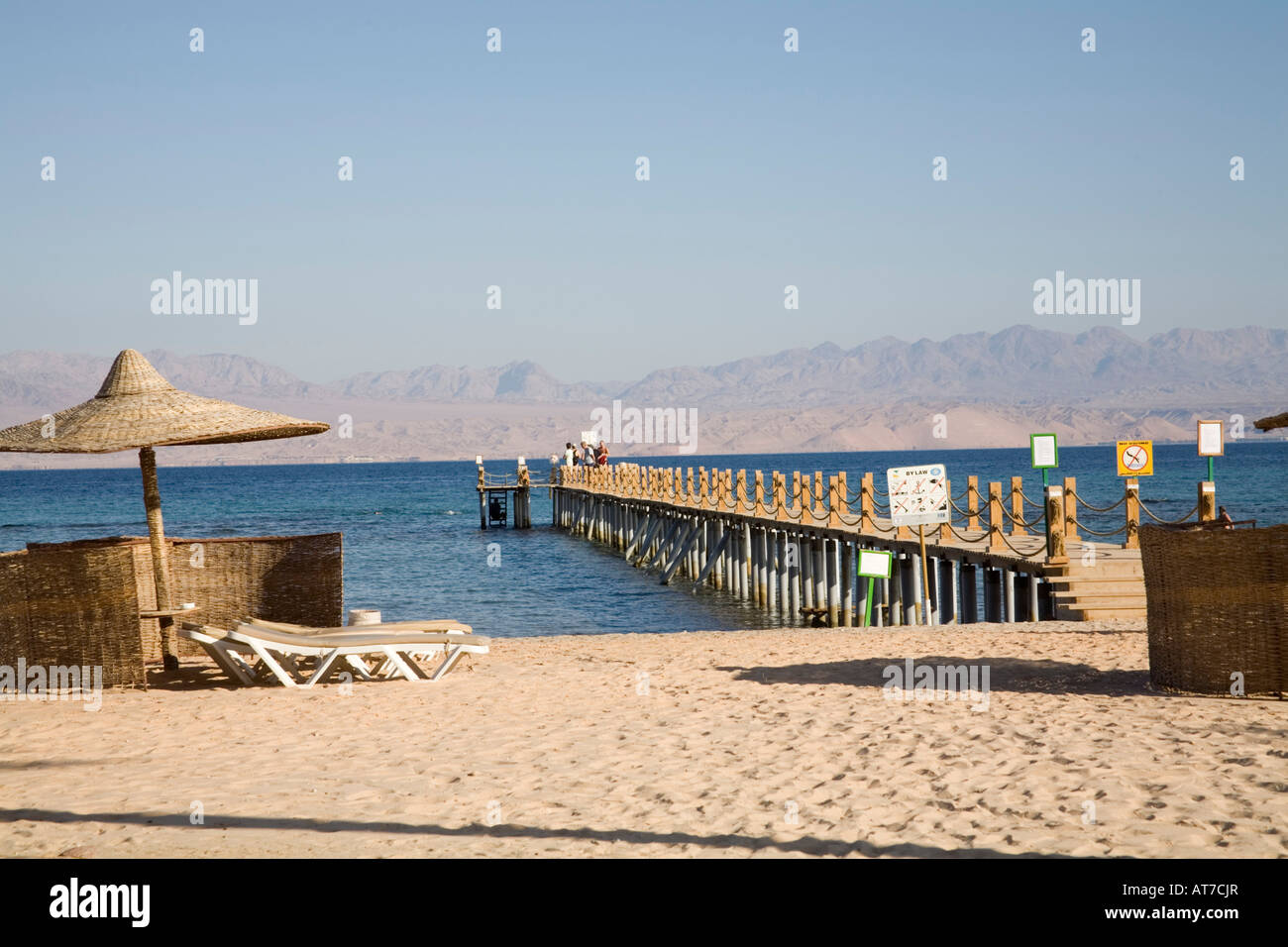 Taba Heights Sinai Egypt North Africa February Looking along a wooden ...