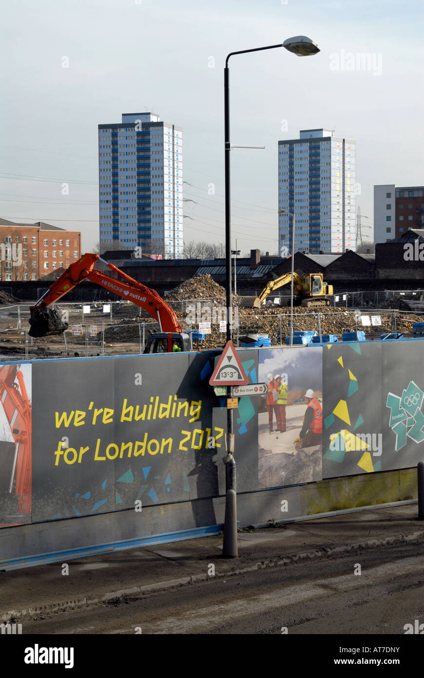 UK . Olympic Park construction near Pudding Mill Lane DLR station in ...