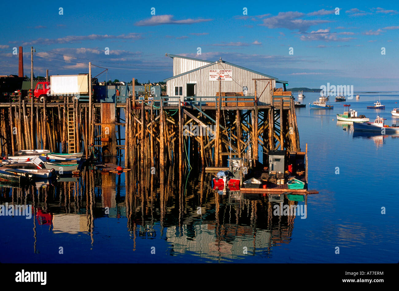 Lobster dock and harbor Jonesport Maine Stock Photo