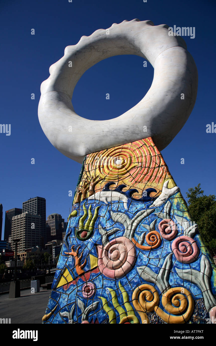 Public sculpture by the Yarra river Southbank Melbourne Australia Stock
