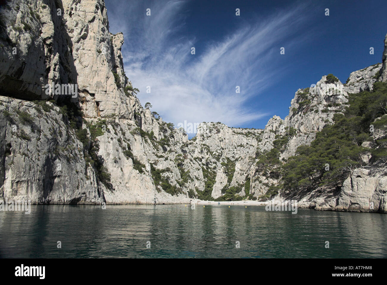 Stock photograph of the Calanque d'En Vau Calanques limestone cliffs ...