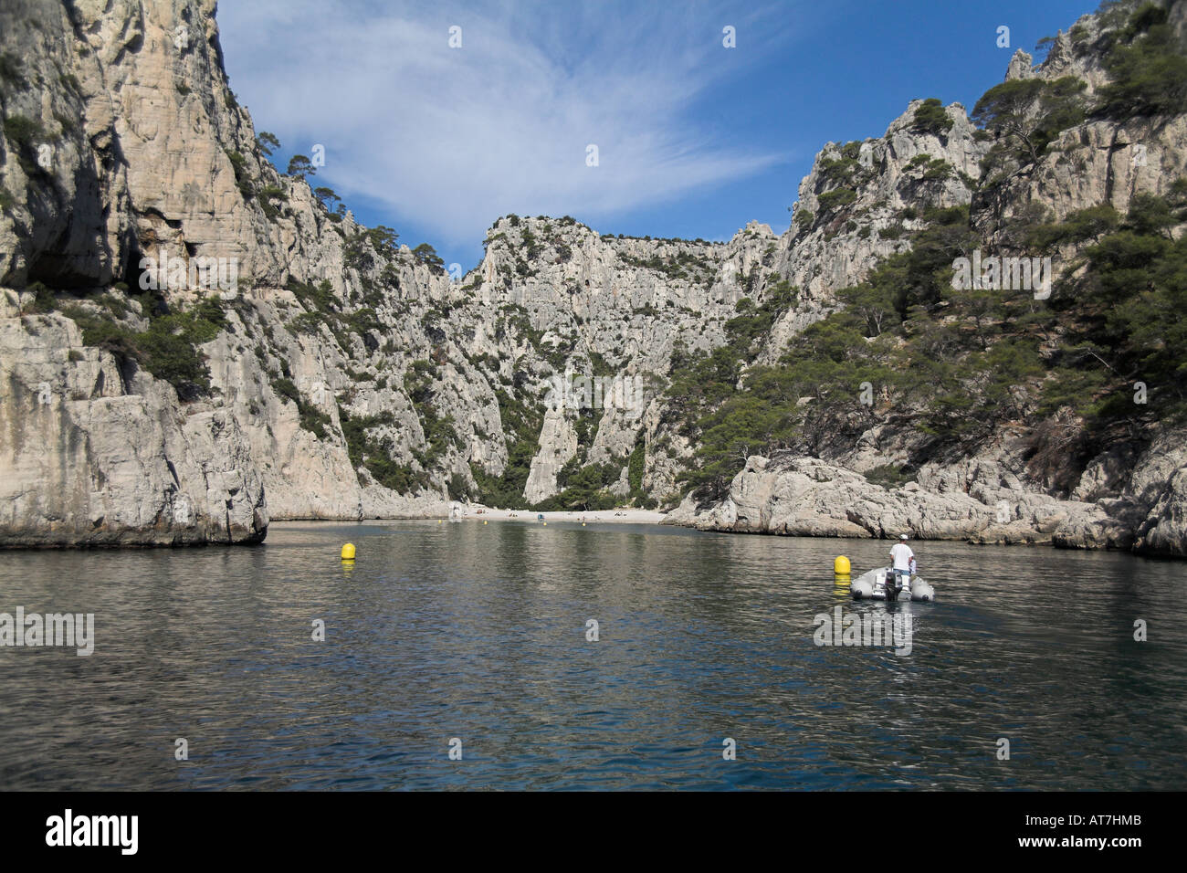 Stock photograph of the Calanque d'En Vau Calanques limestone cliffs ...