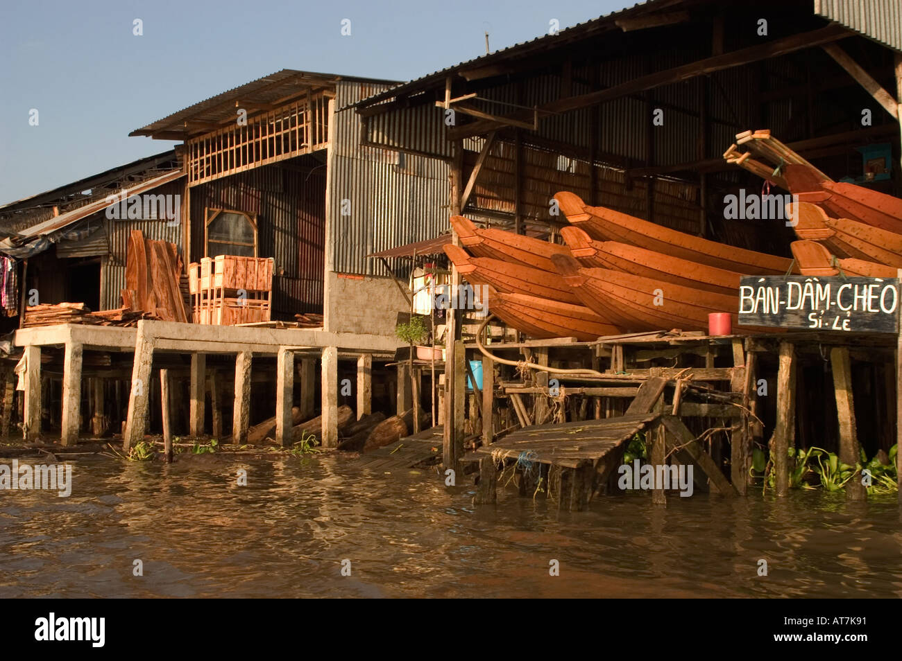 boats builders on the Mekong Delta Cantho Southern Vietnam Stock Photo ...