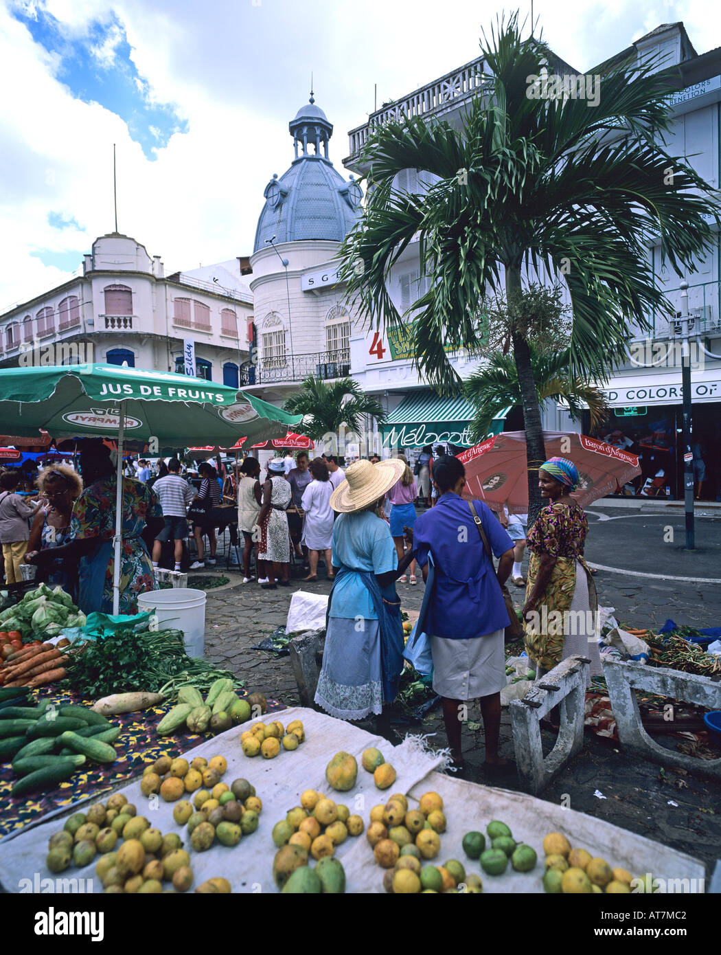 Fruits and vegetables stalls, PointeaPitre food market, Guadeloupe