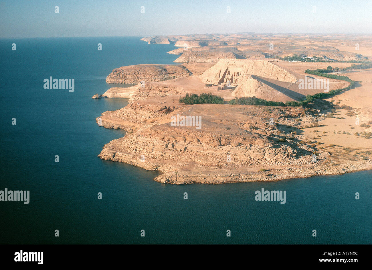 Aerial view of Abu Simbel Lake Nasser Egypt Stock Photo