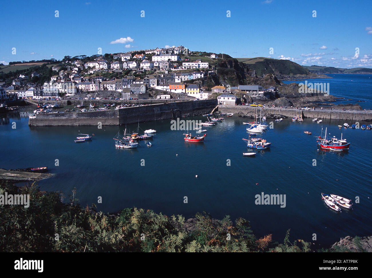 Mevagissey (Cornish: Lannvorek) is a village and fishing port situated six miles south of St Austell in Cornwall, England, UK Stock Photo