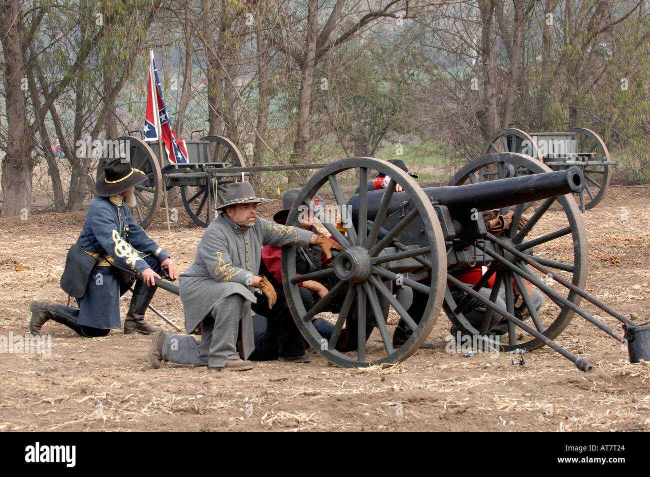 Cannoneers shooting blanks at Civil War Reenactment event Stock Photo