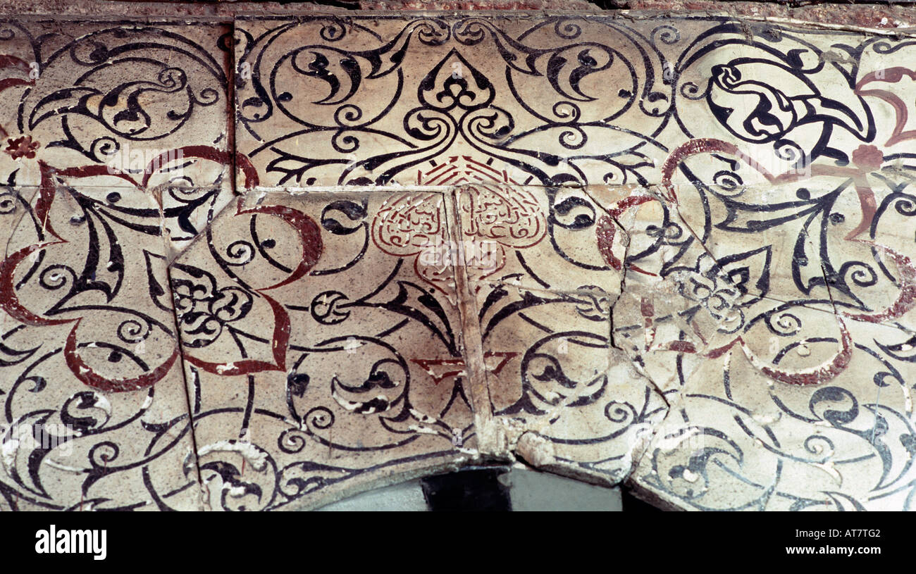detail of qibla wall, Complex of Qijmas al-Ishaqi, Cairo, Egypt Stock Photo