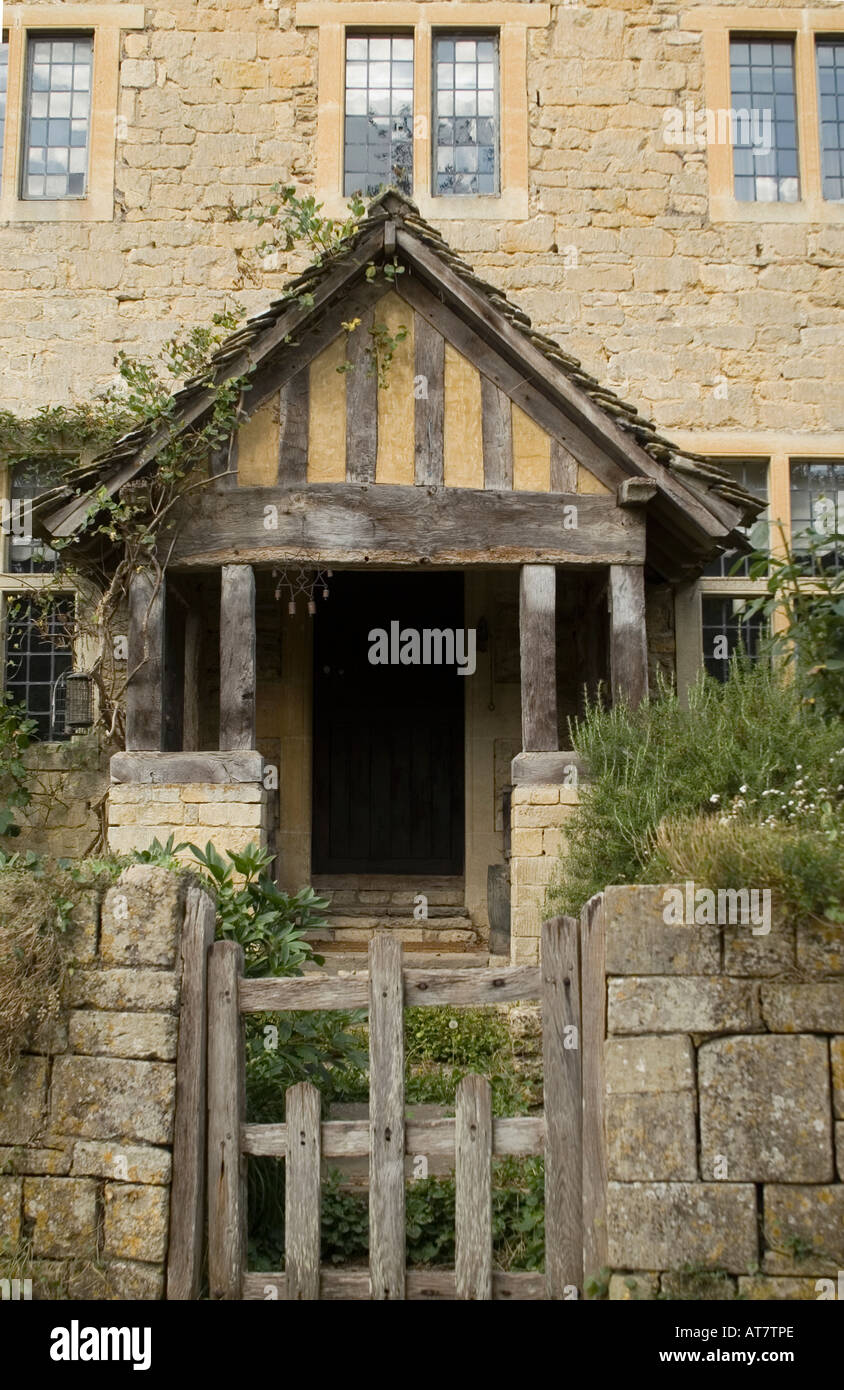 Garden gate and picturesque porch at Iford Manor, near Bradford on Avon