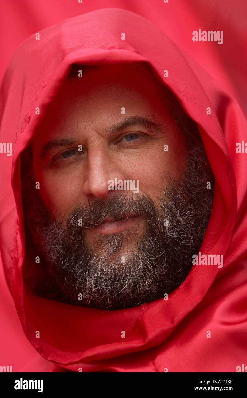 Bearded man in Red hood, image taken at St patricks day parade, dublin ...