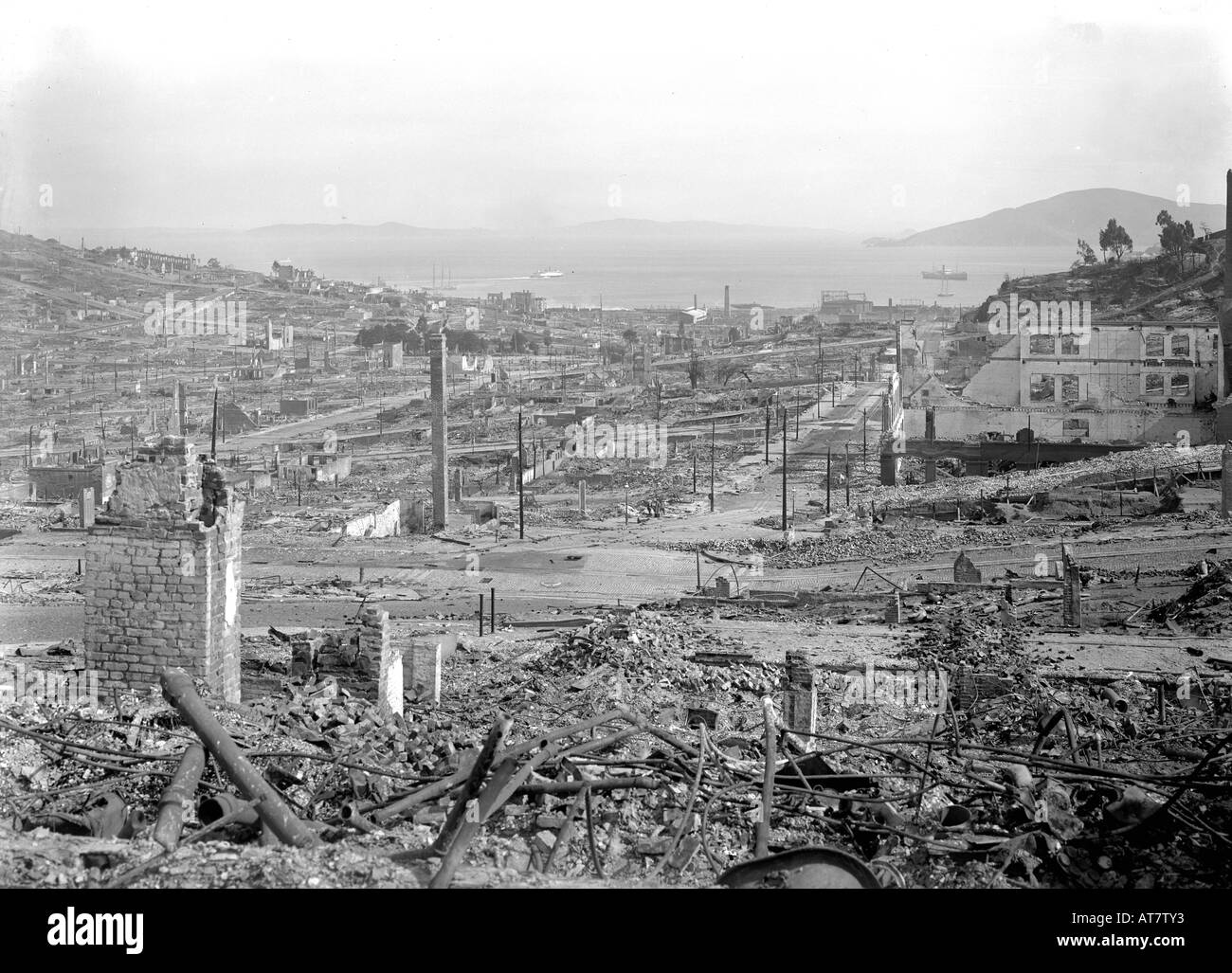 Aftermath of the great 1906 San Francisco Earthquake. Stock Photo