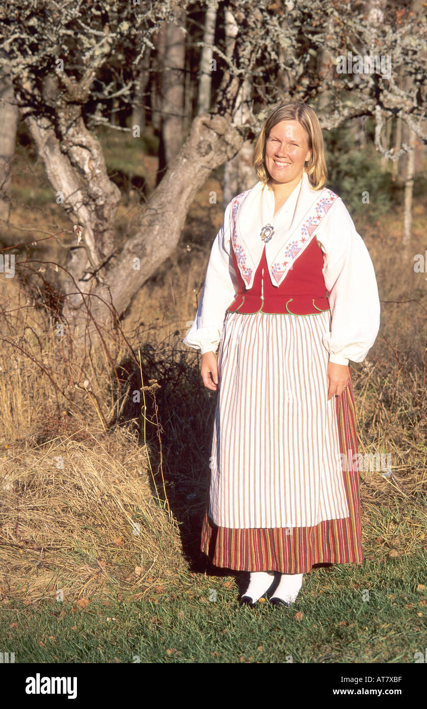 Swedish girl in traditional dress Stock Photo