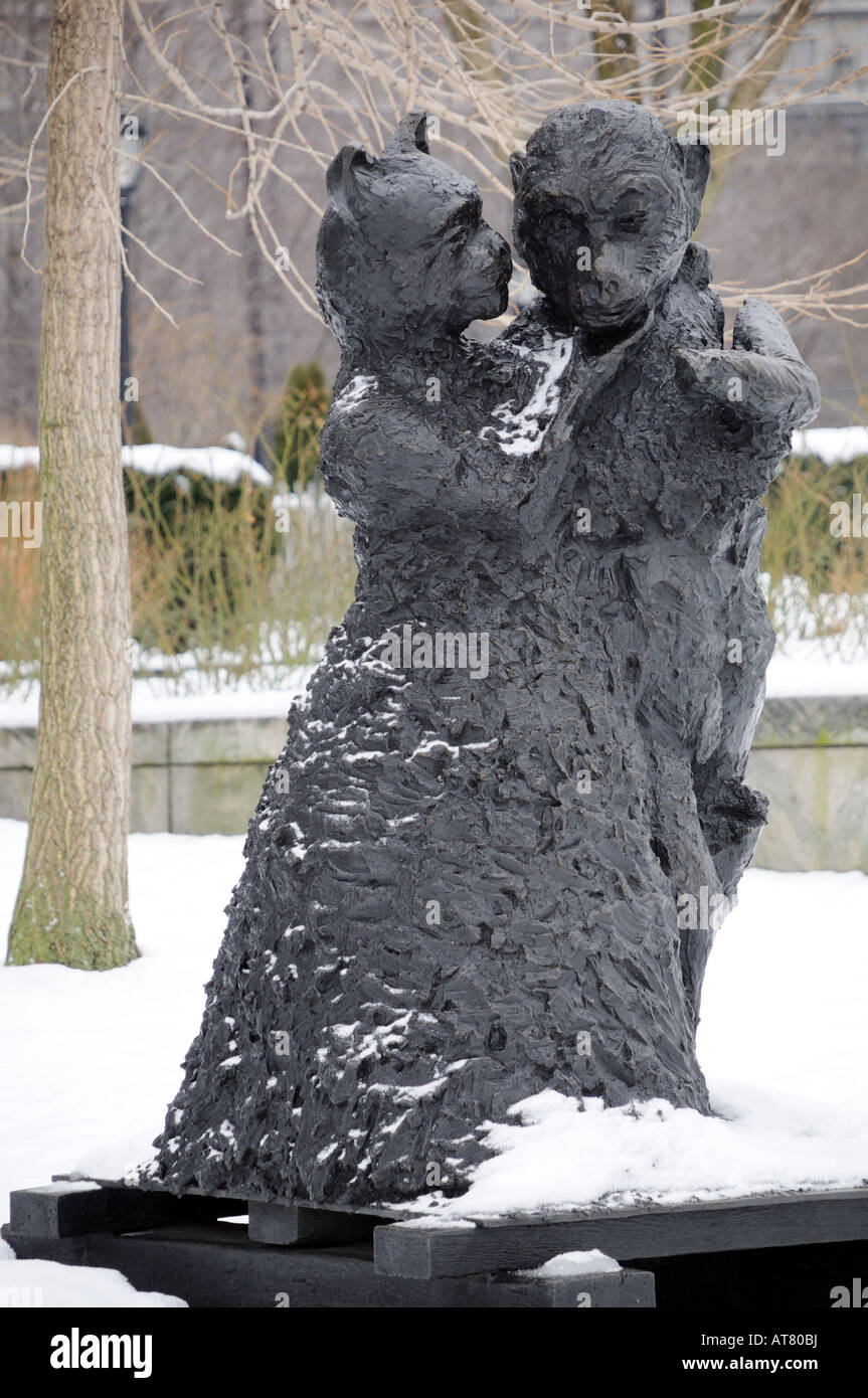 Ape and Cat by Jim Dine is one of many sculptures in Battery Park City. Stock Photo