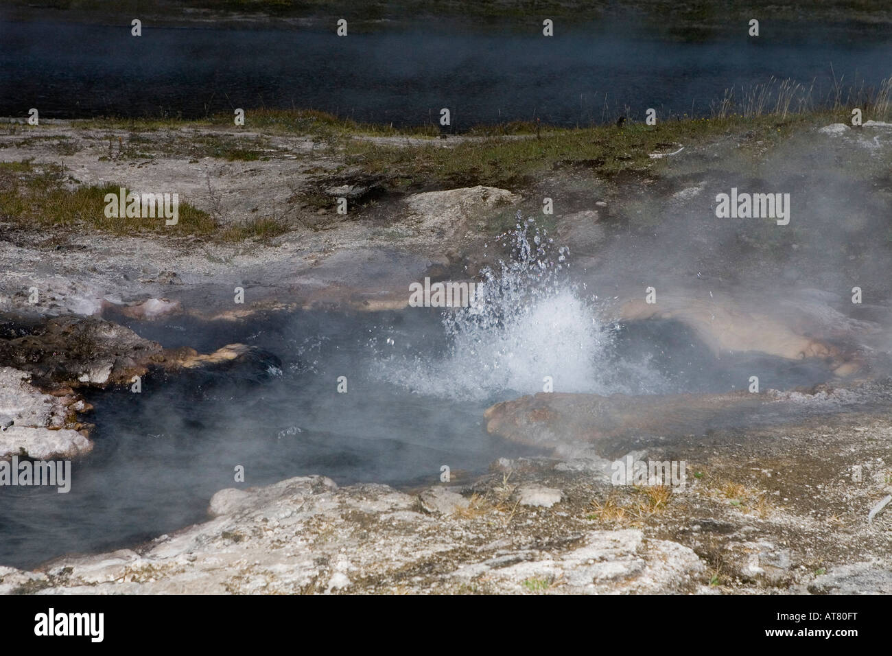 A pool of boiling water Yellowstone National Park Wyoming Stock Photo