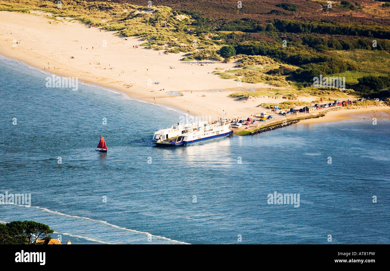 Aerial view of the chain link ferry that crosses the entrance to Poole