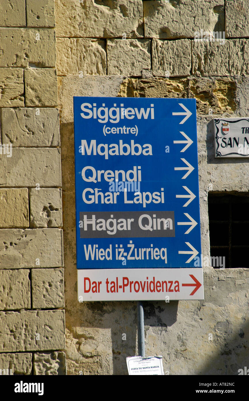 Direction sign Siggiewi Malta Stock Photo