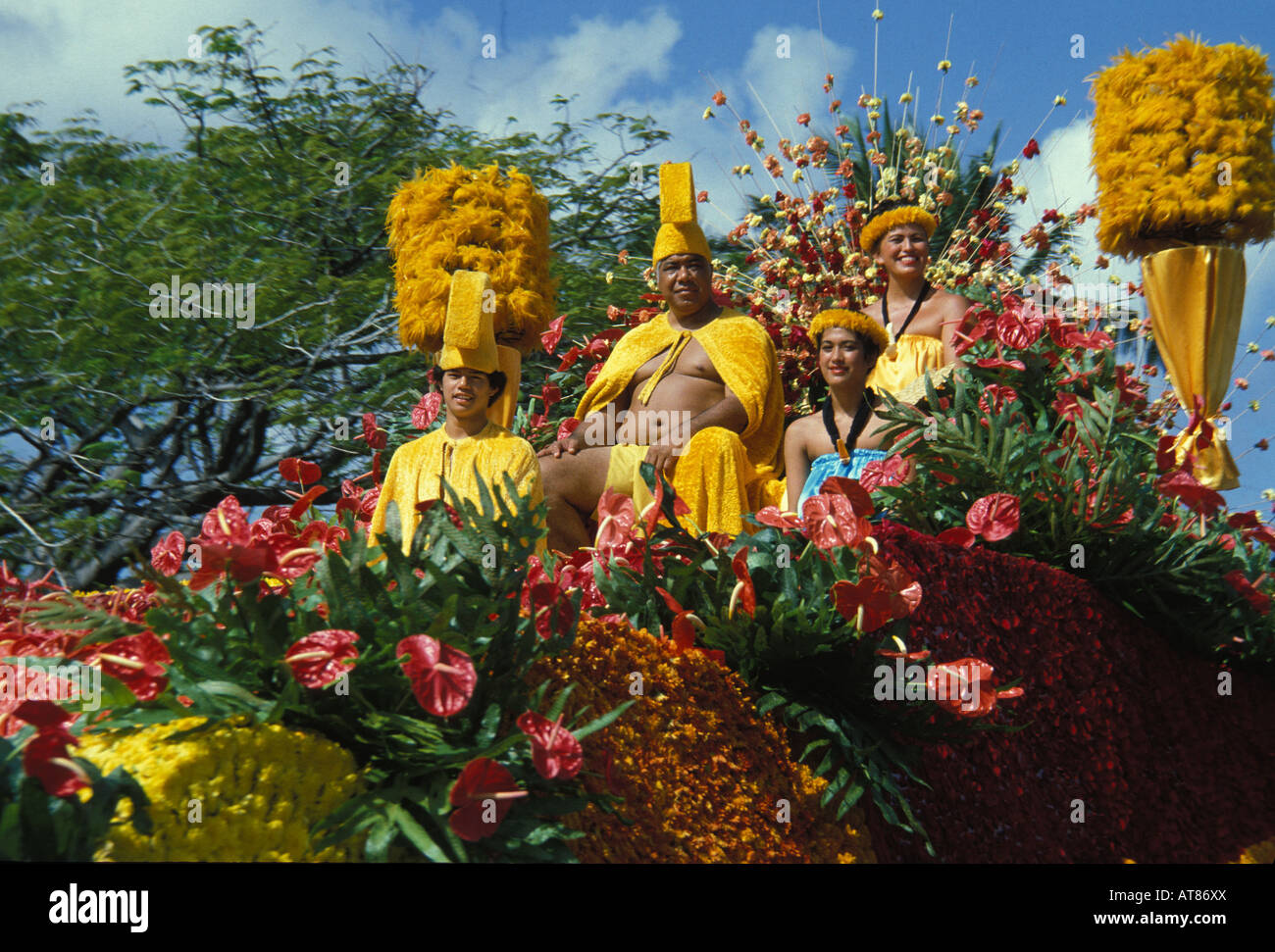 the Royal Court float in the Aloha Festivals Parade, held annually in September Stock Photo