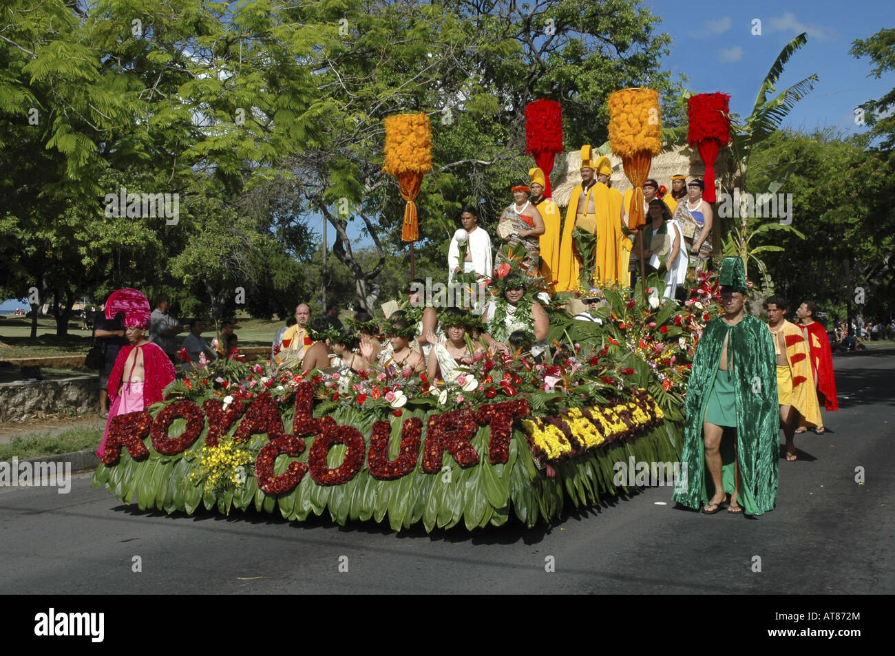 The Royal Court float in the annual Aloha Festivals Parade Stock Photo