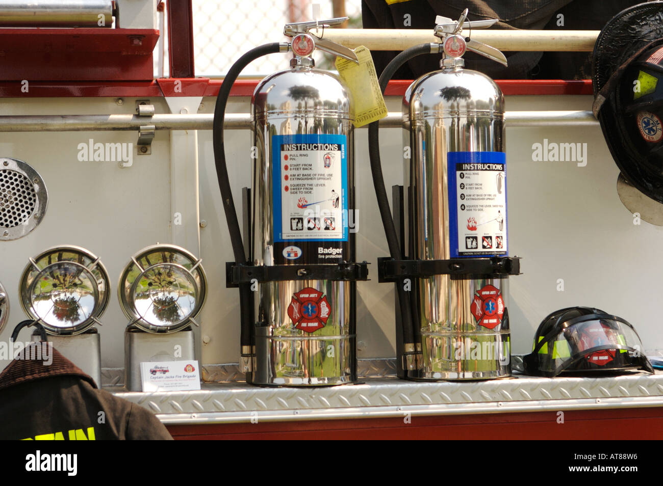 Fire Truck oxygen tanks Stock Photo Alamy