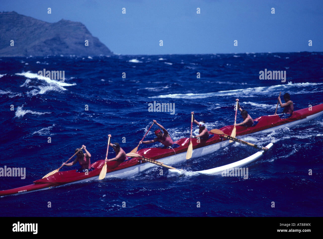 Outrigger Canoe Club Women's team, Women's Molokai to Oahu canoe race; offshore Ka Iwi, Oahu