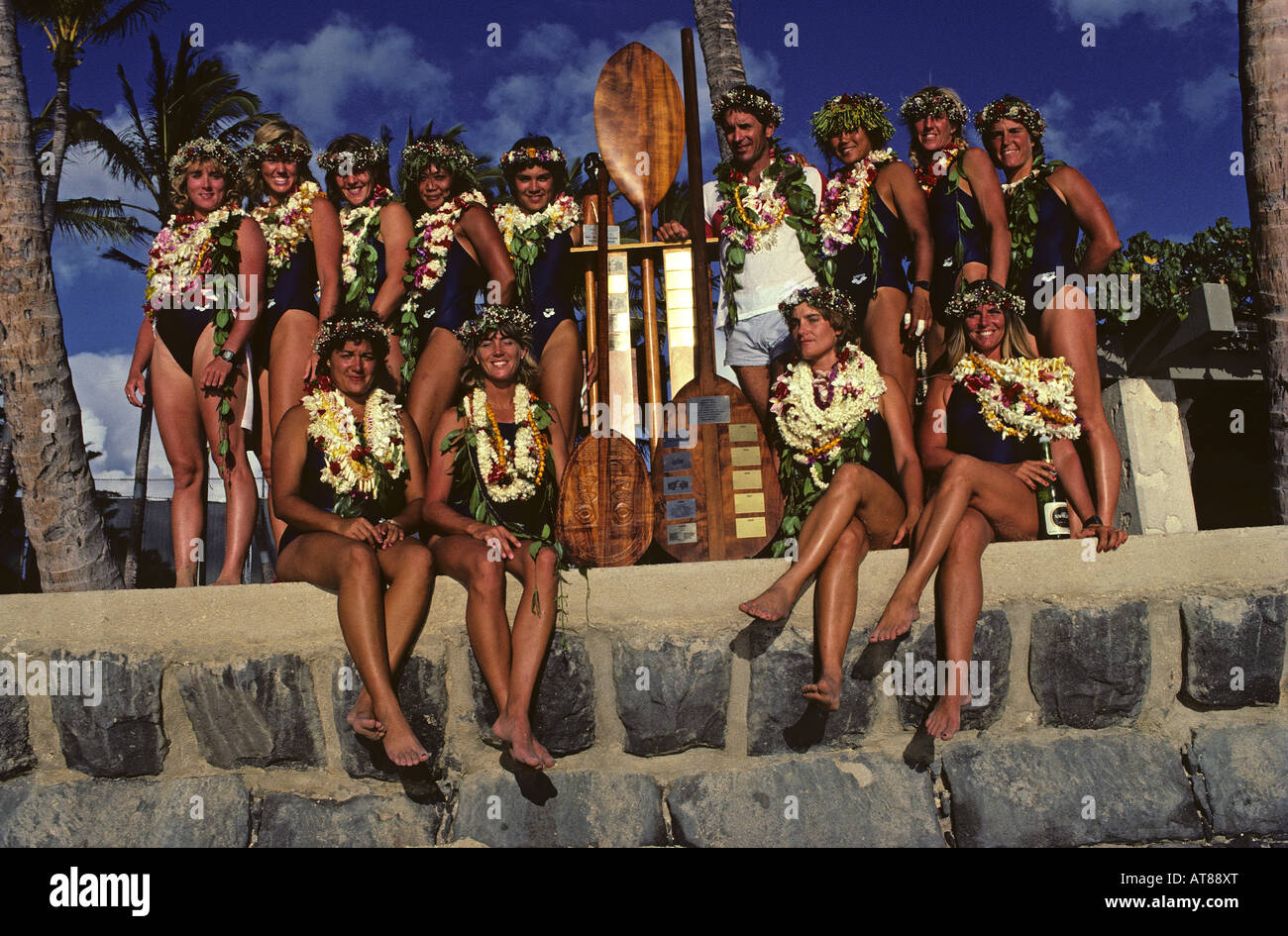 Outrigger Canoe Club Womens team, Womens Molokai to Oahu canoe race Stock Photo