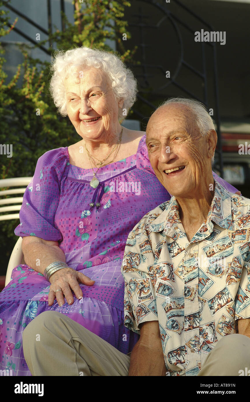 Informal portrait of a elderly local couple Stock Photo